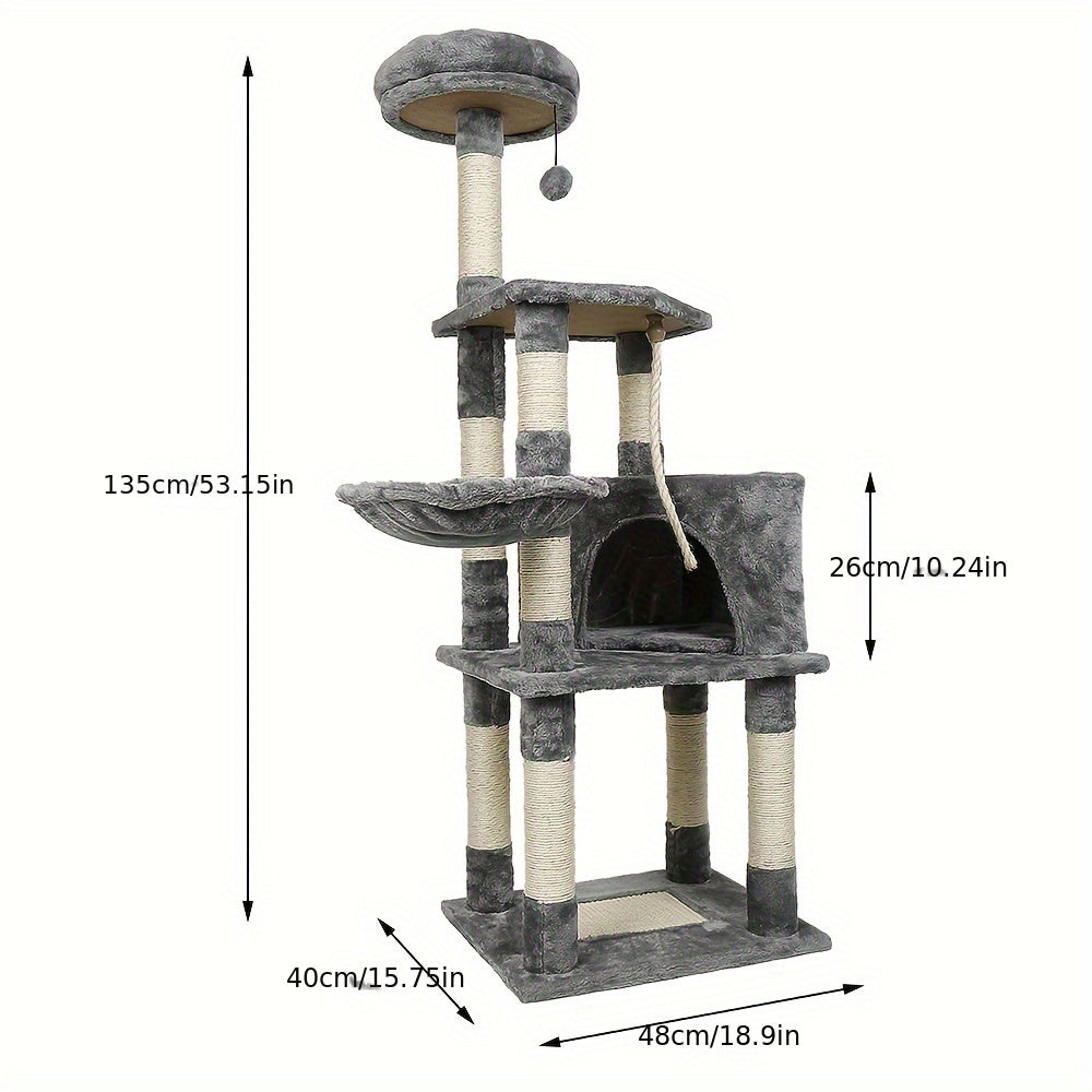 Katzenbaum, Katzenklettergerüst, Katzenklauensäule H135cm